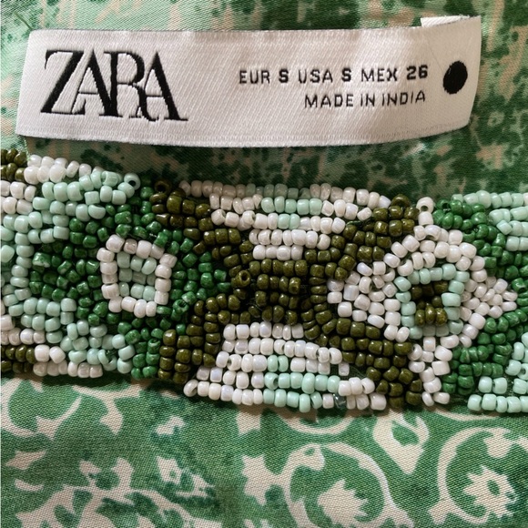 Zara Green Printed Wrap Skirt with Beaded Waist Size S - Picture 11 of 12